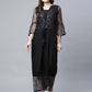 Ahalyaa Womens Crepe & Net Black Printed Jumpsuit - Swadesiicart