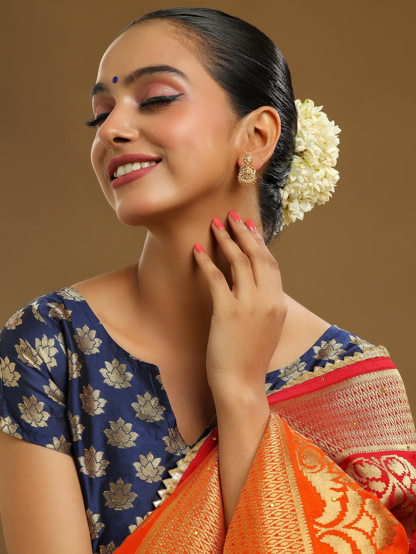 Ruby Raang Traditional Gold Earrings | Swadesiicart