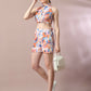 Myshka Women's Multi Printed Shirt Collar Party Top With Shorts Co-ord set - Swadesiicart