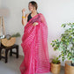 Vamsee Devika Pink Organza Silk Saree - Swadesiicart