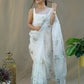 Vamsee Grey Organza Saree - Swadesiicart