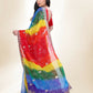 Blue Georgette Bandhani Printed,Embroidery Work Saree - Bandhan