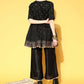 Ahalyaa Women Black Colour Poly Silk Copper Printed Top Palazzo Set | Swadesiicart
