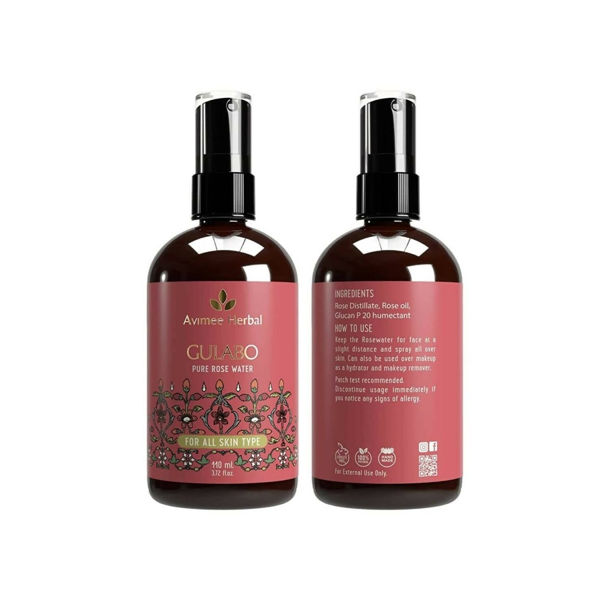 Avimee Herbal Gulabo Pure Rose Water Cleansing & Toning - Limited Time Offer - Swadesiicart