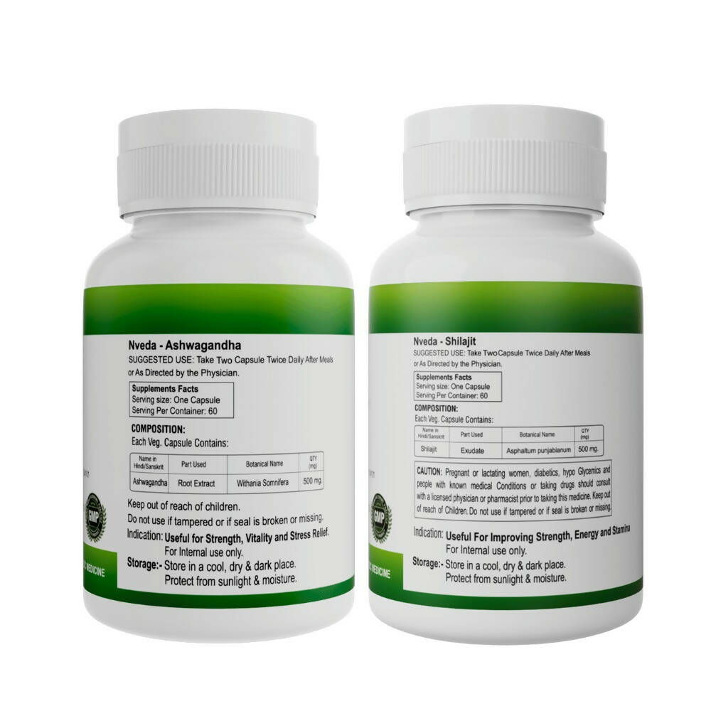 Nveda SJ Capsules and Ashwagandha Capsules Combo - Swadesiicart