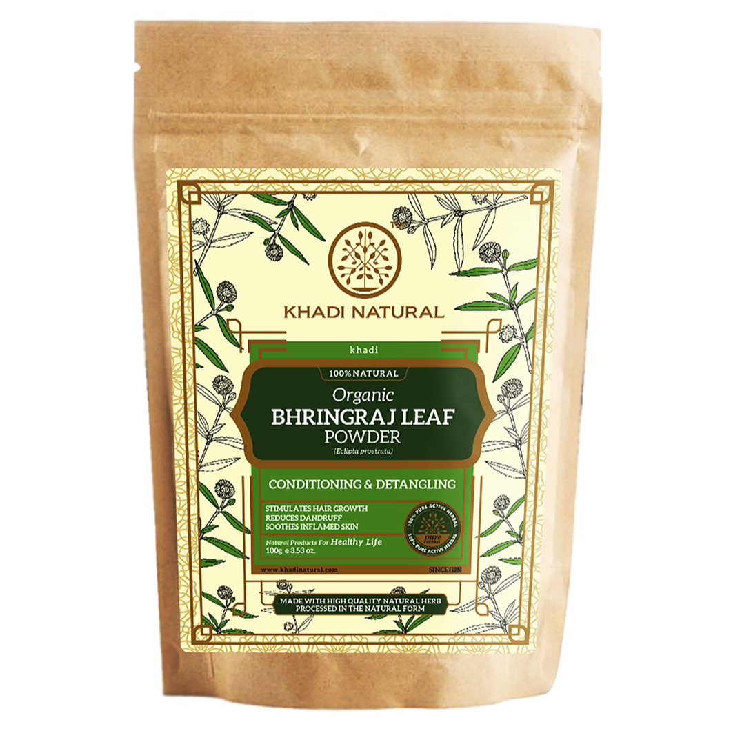 Khadi Natural Organic Bhringraj Leaf Powder For Hair - 100% Natural - 100gm