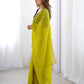 Lorenvalley Fashion Parrot Green Crunchy Silk Multi Embroidery Work Saree with Blouse - Swadesiicart