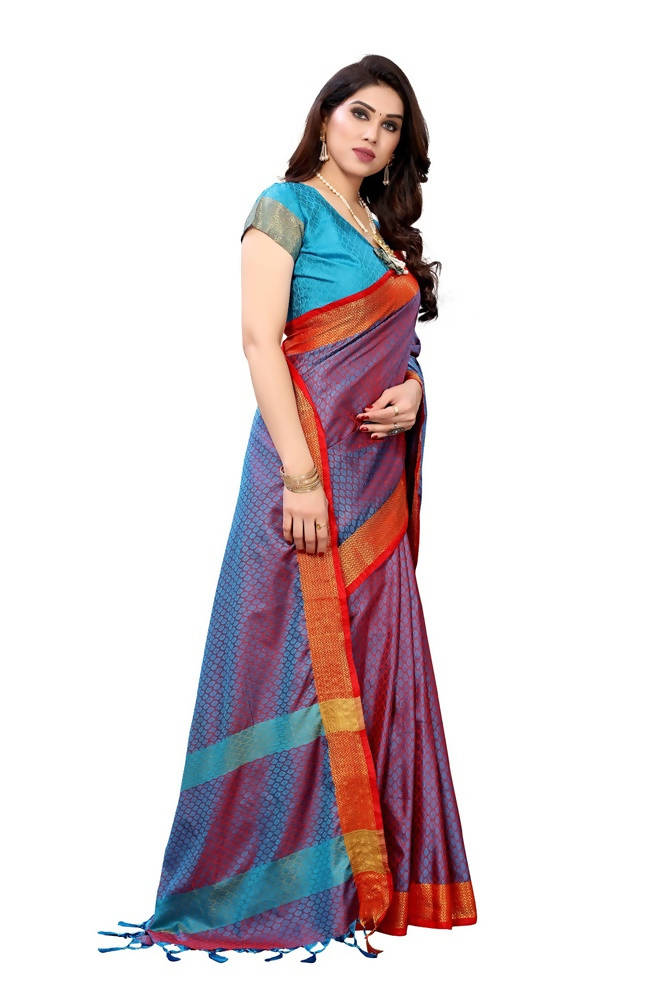 Vamika Banarasi Jacquard Weaving Rama Green Saree | Swadesiicart