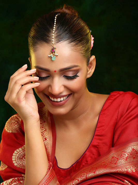 Ruby Raang Multi-Color Kundan Maang Tikka | Swadesiicart