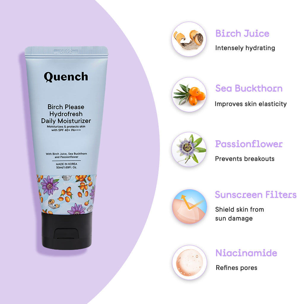 Quench Botanics Birch Please Hydro Fresh Daily Moisturizer With SPF 40+ PA++ - Korean Skincare | Swadesiicart