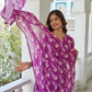 The52 Wine Women's Beautiful Cotton Blend Fabric Printed Work Straight Kurta, Pant and Dupatta Set - Swadesiicart