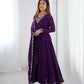 Joban Fashion Purple Kurta Set Georgette Sequence Embroidery Work - Swadesiicart