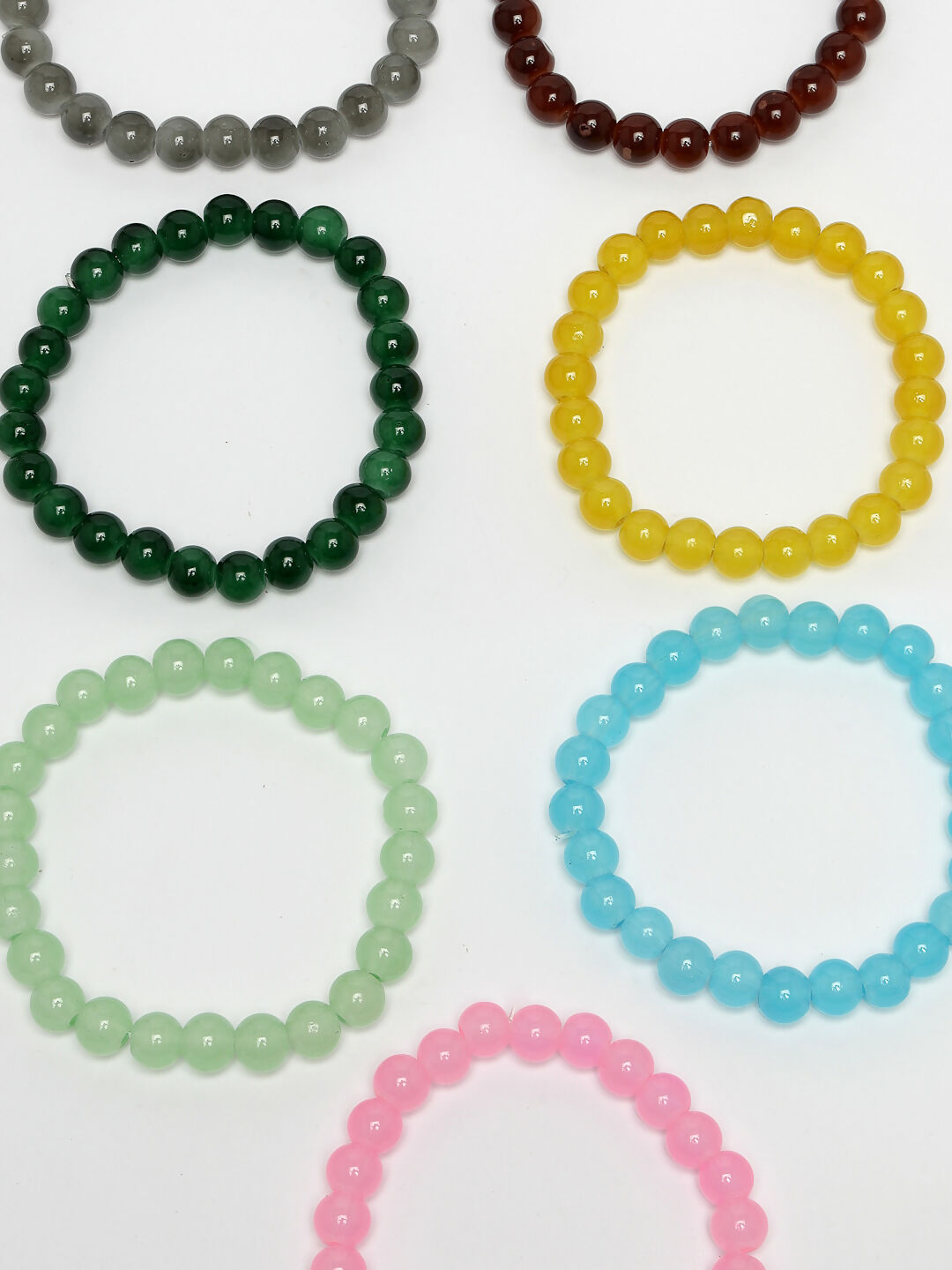 NVR Men & Women Set of 7 Artificial Beads Elasticated Bracelet - Swadesiicart
