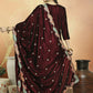 Jyoti Fashion Women's Maroon Velvet Cording with Resham Thread & Sequin Kurta with Trouser & Dupatta | Swadesiicart