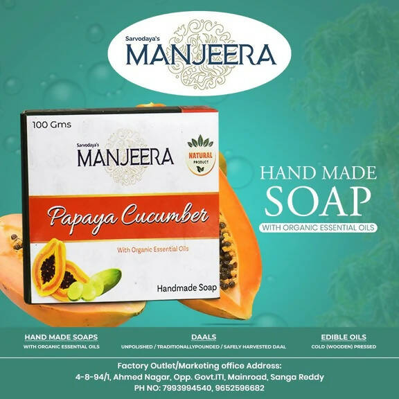 Manjeera Papaya Cucumber Hand Made Soap - Swadesiicart