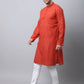 Even Apparels Red Pure Cotton Men's Kurta With Band Collar (CHK1167) | Swadesiicart