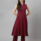 FIORRA Women's Maroon Rayon Silk A-Line Kurta Set - Swadesiicart