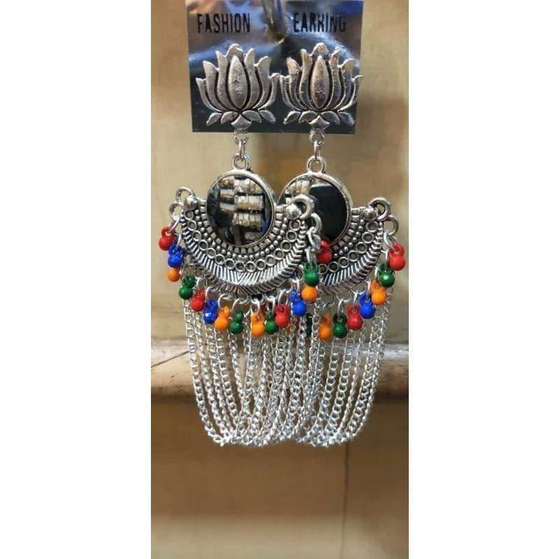 MS Fashion India Lotus Design Half Moon Style Party Wear Earrings | Swadesiicart