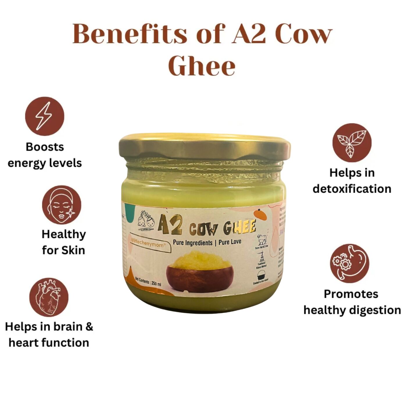 Littlecherrymom A2 Bilona Cow Ghee | Certified Pure Cow Ghee | Nutritious Organic Desi Ghee - Swadesiicart