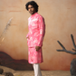 Botanical Architecture Traditional Printed Silk Nehru Jacket Set by Hilo Design