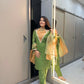 Anaita Parrot-Green Roman Shimmer Readymade Kurti Set with Designer Handwork