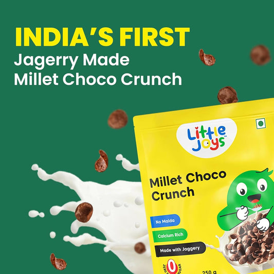 Little Joys Millet Choco Crunch Breakfast Cereal for Kids Made with Ragi, Jowar, Foxtail & Red Rice - Swadesiicart