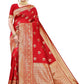 Vamika Banarasi Jacquard Weaving Red Saree (Siri Red) | Swadesiicart