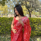 Vamsee Naina Red Organza Saree - Swadesiicart