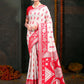 Shree Shyam Fashion Devistuti Red White Linen Cotton Saree