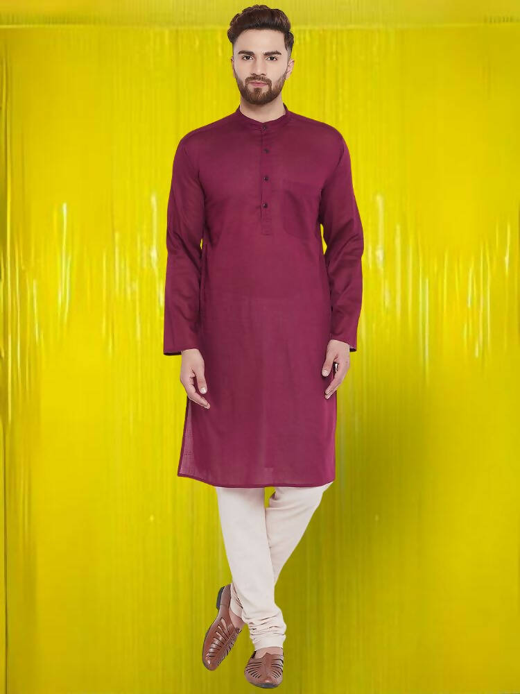 Even Apparels Pure Cotton Maroon Kurta - Maroon | Swadesiicart