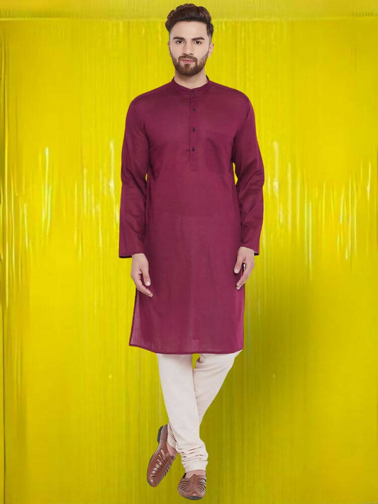 Even Apparels Pure Cotton Maroon Kurta - Maroon | Swadesiicart