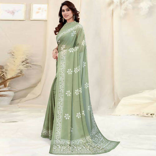 Women's Partywear Designer Pista Chinon Shiffon Fancy Saree - Dyuti | Swadesiicart