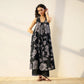 Pimu Women Floral Printed Pleated Pure Cotton Kurta with Palazzos-Black - Swadesiicart