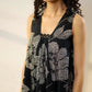 Pimu Women Floral Printed Pleated Pure Cotton Kurta with Palazzos-Black - Swadesiicart