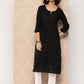 Yufta Black Embroidered Chikankari Cotton Kurta - Swadesiicart