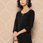 Yufta Black Embroidered Chikankari Cotton Kurta - Swadesiicart