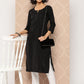 Yufta Black Embroidered Chikankari Cotton Kurta - Swadesiicart
