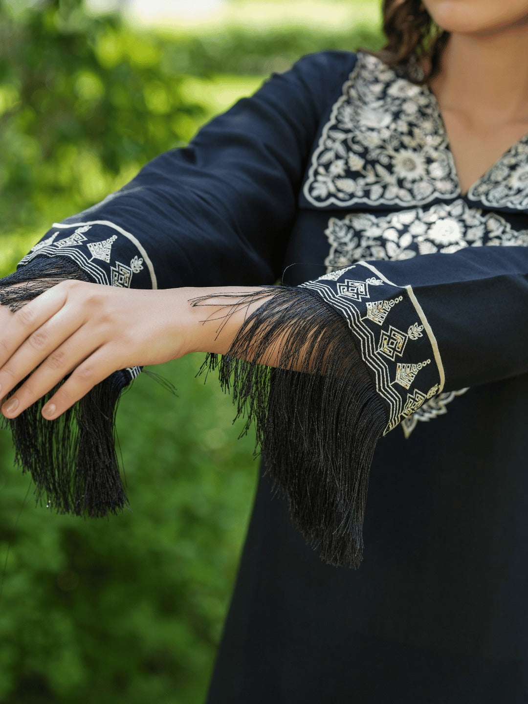 Yufta Black Embroidered Shirt And Trouser Co Ords - Swadesiicart