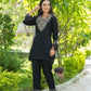Yufta Black Embroidered Shirt And Trouser Co Ords - Swadesiicart