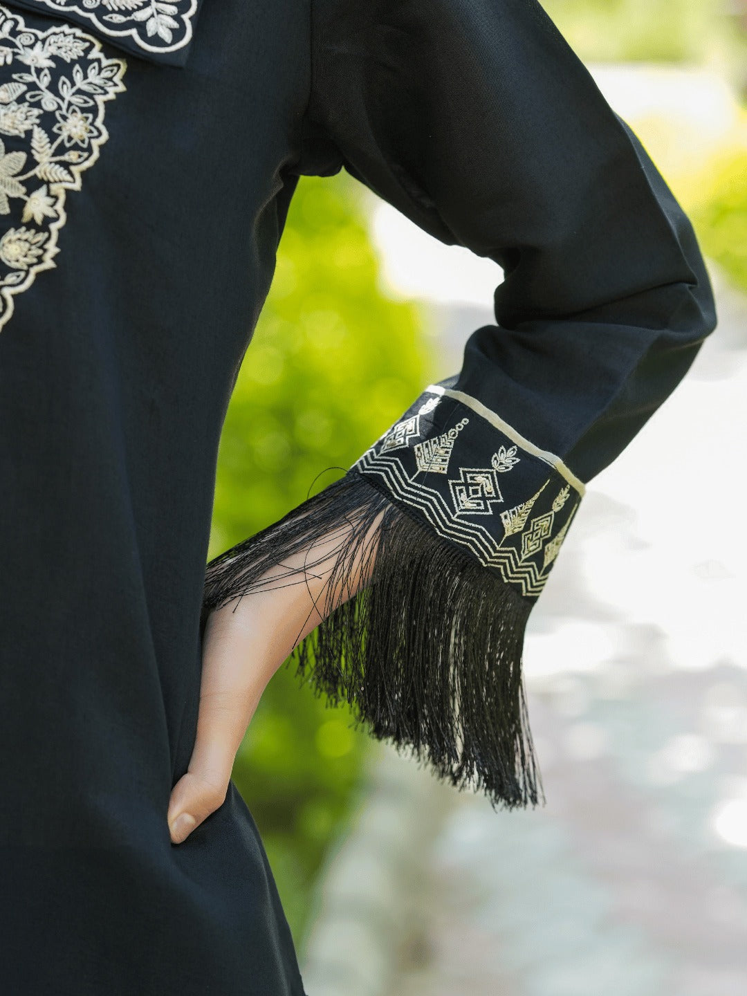 Yufta Black Embroidered Shirt And Trouser Co Ords - Swadesiicart