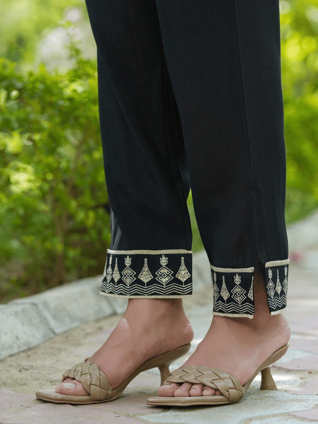 Yufta Black Embroidered Shirt And Trouser Co Ords - Swadesiicart