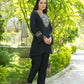 Yufta Black Embroidered Shirt And Trouser Co Ords - Swadesiicart