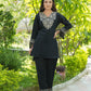 Yufta Black Embroidered Shirt And Trouser Co Ords - Swadesiicart