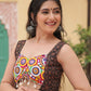 Lorenvalley Black Printed Cotton With Kutchi Gamthi Work and Kodi Lace Gown | Swadesiicart
