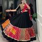 Lorenvalley Black Pure Rayon with Plain And Printed With Original Mirror Gamthi Work And Lace Touch Up Lehenga Choli | Swadesiicart