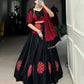 Lorenvalley Black Pure Cotton Plain And Gamthi Patch Work With Gota Patti Lehenga Choli with Dupatta | Swadesiicart