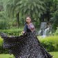 Lorenvalley Black Cotton Printed With Kutchi Gamthi Work and Kodi Lace Gown | Swadesiicart