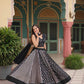 Lorenvalley Black Rayon Gota Patti Lace Printed Kali Pattern Lehenga Choli with Dupatta | Swadesiicart