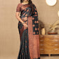 Lorenvalley Fashion Black Soft Katan Silk Woven Design Copper Zari Weaving Saree - Swadesiicart