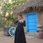 Lorenvalley Black Rayon Fabric With Real Mirror Work Gown | Swadesiicart